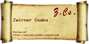 Zwirner Csaba névjegykártya
